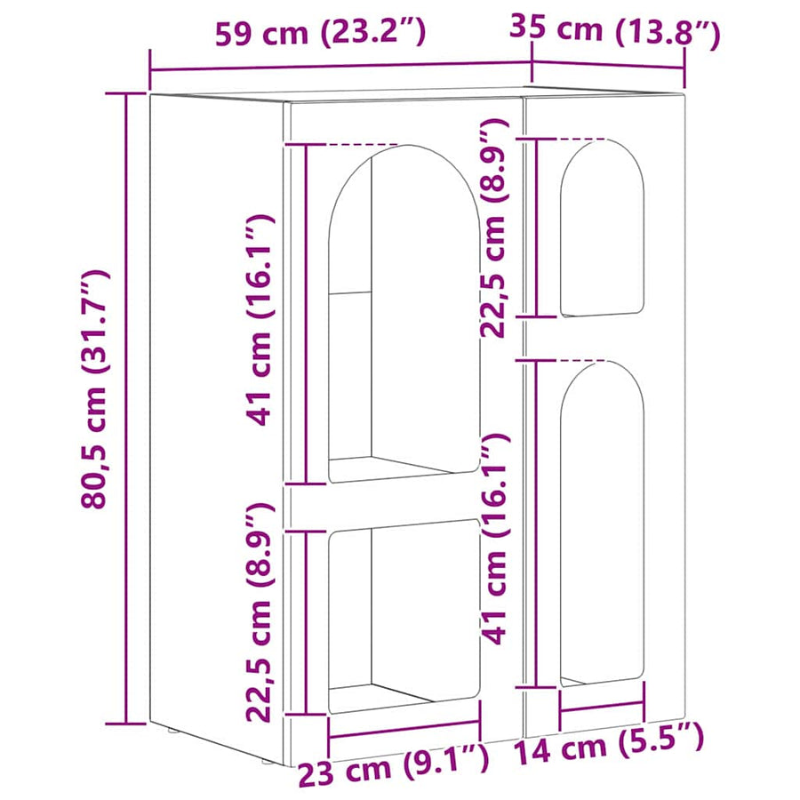 Dressoir Zwart 59 x 35 x 80.5 cm Bewerkt hout