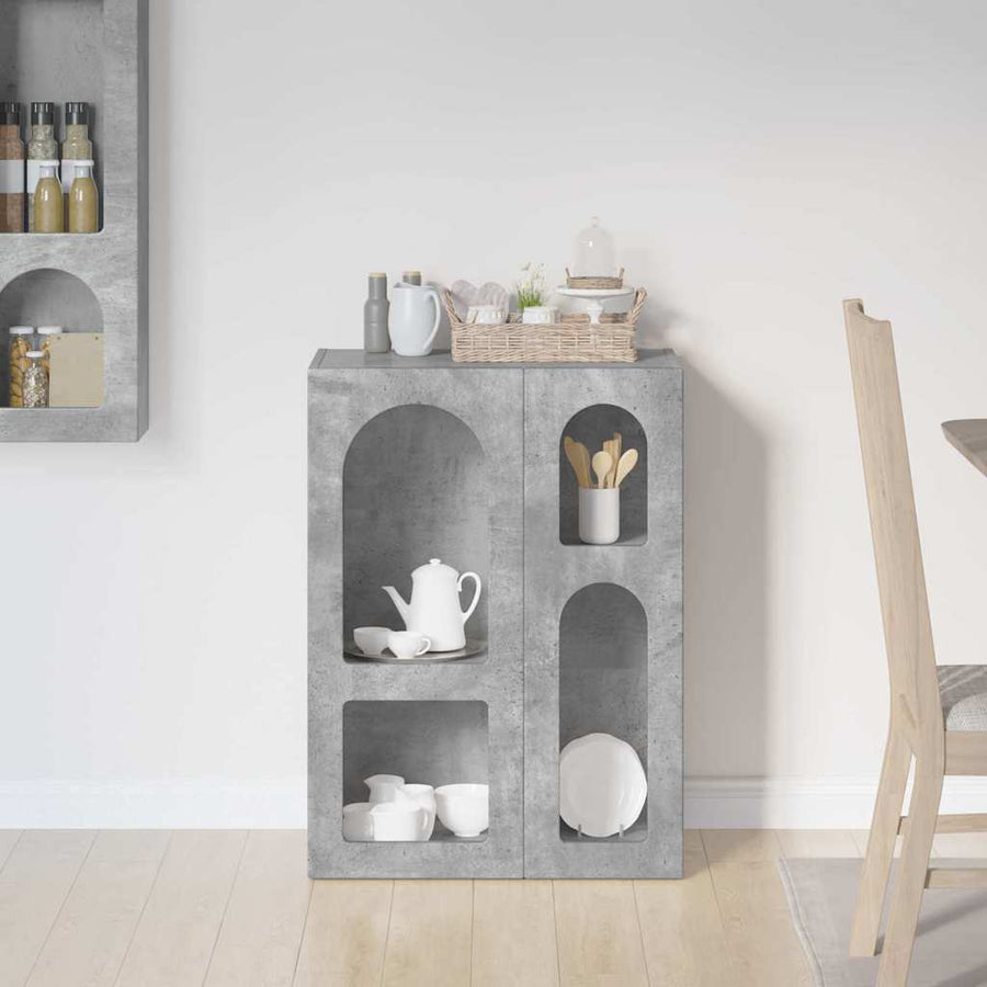 Dressoir Beton Grijs 59 x 35 x 80.5 cm Bewerkt hout