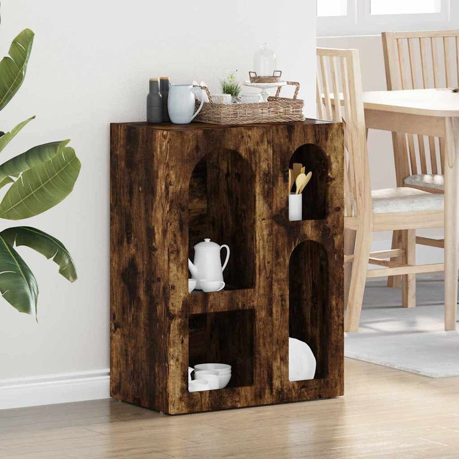 Dressoir Gerookt eiken 59 x 35 x 80.5 cm Bewerkt hout