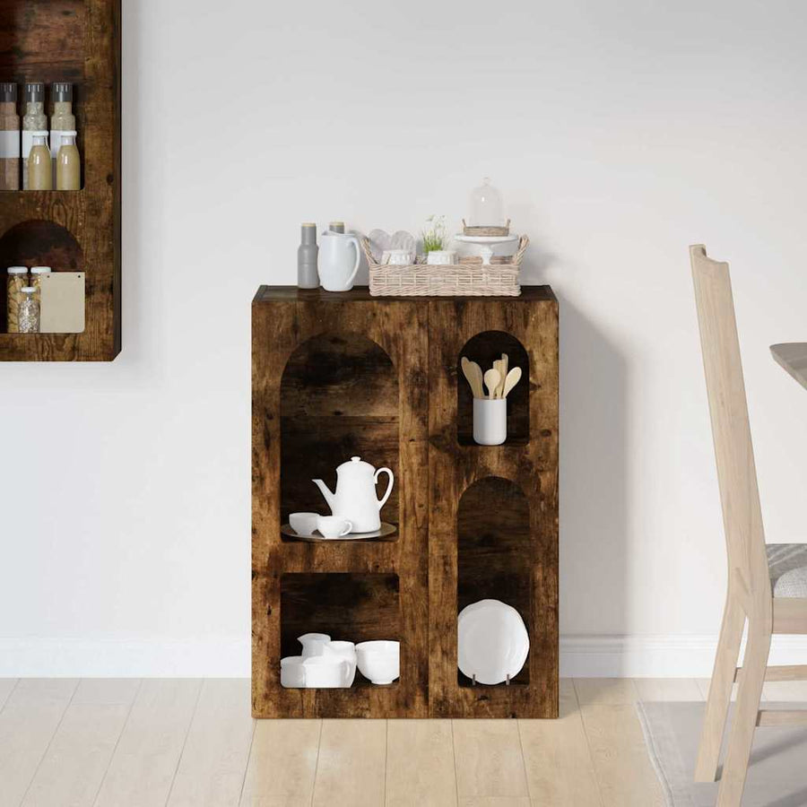 Dressoir Gerookt eiken 59 x 35 x 80.5 cm Bewerkt hout