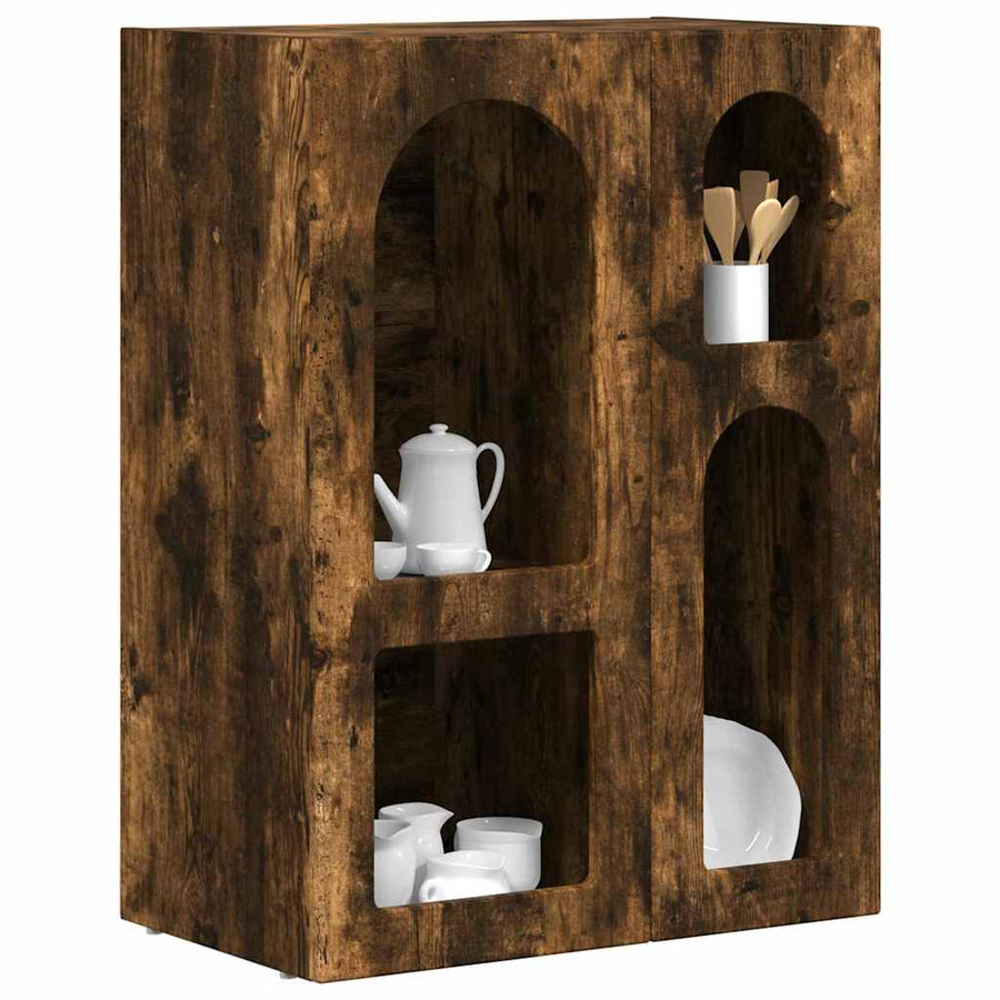 Dressoir Gerookt eiken 59 x 35 x 80.5 cm Bewerkt hout