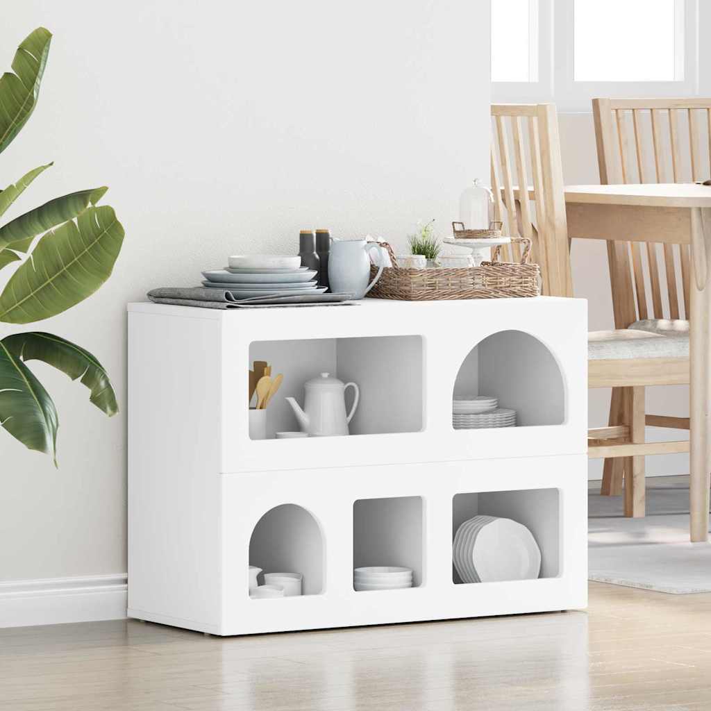 Dressoir Wit 80,5 x 35 x 59 cm Bewerkt hout