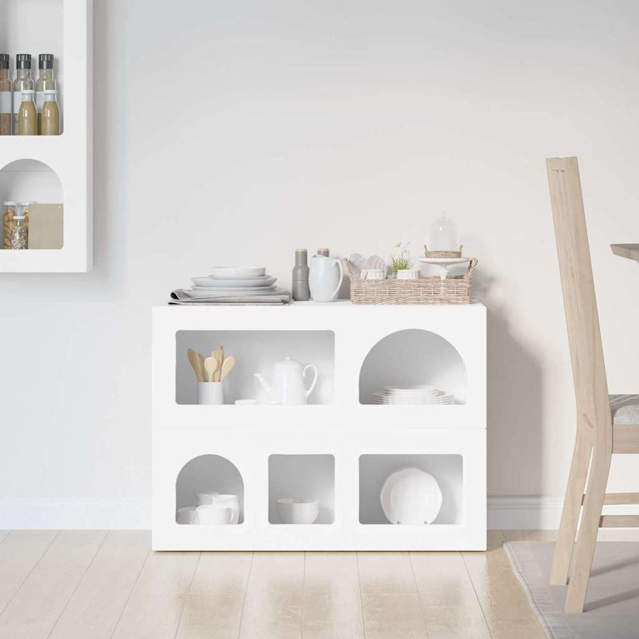 Dressoir Wit 80,5 x 35 x 59 cm Bewerkt hout