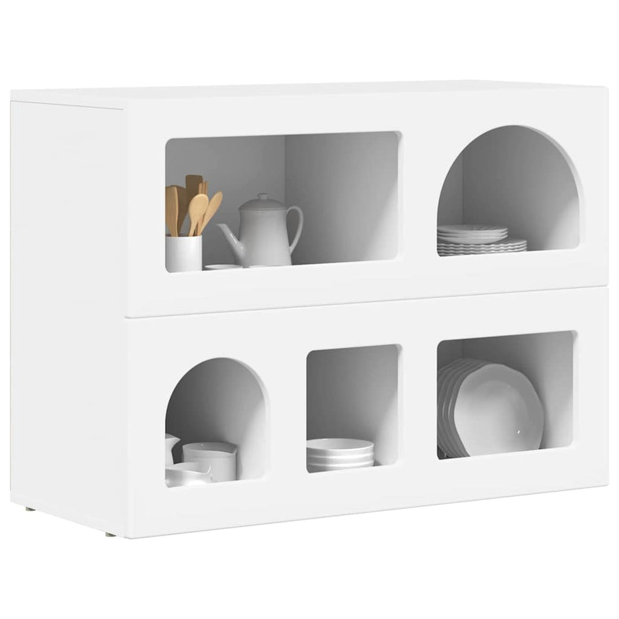 Dressoir Wit 80,5 x 35 x 59 cm Bewerkt hout