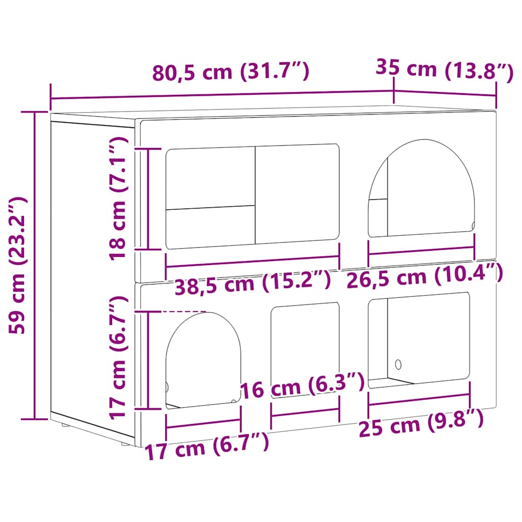 Dressoir Wit 80,5 x 35 x 59 cm Bewerkt hout