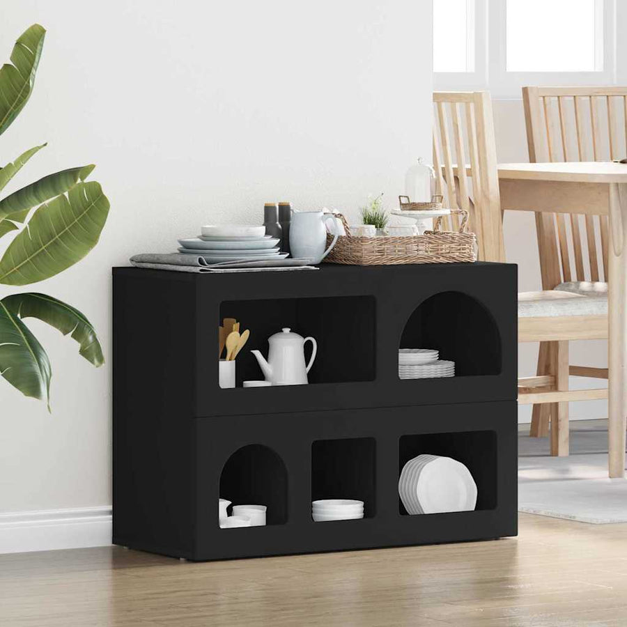 Dressoir Zwart 80,5 x 35 x 59 cm Bewerkt hout