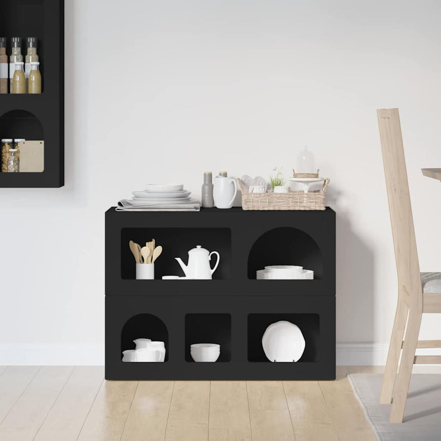 Dressoir Zwart 80,5 x 35 x 59 cm Bewerkt hout