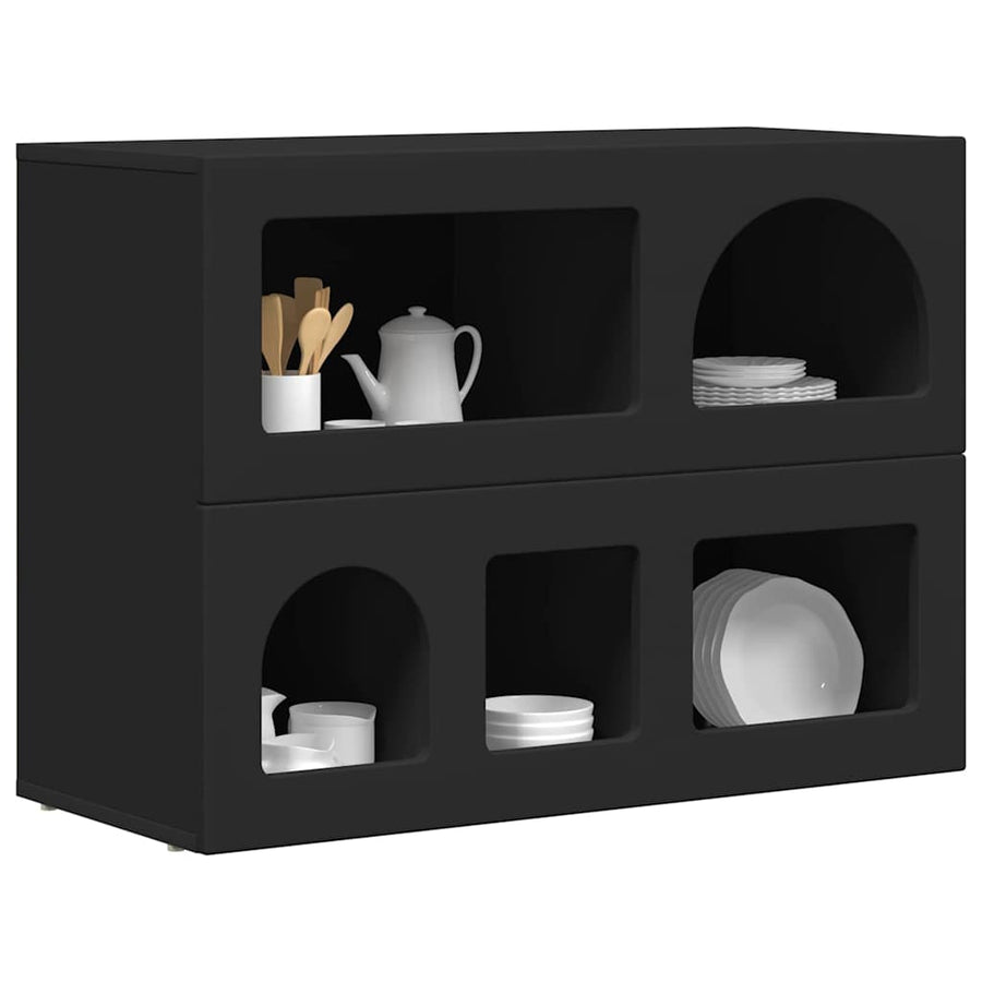 Dressoir Zwart 80,5 x 35 x 59 cm Bewerkt hout