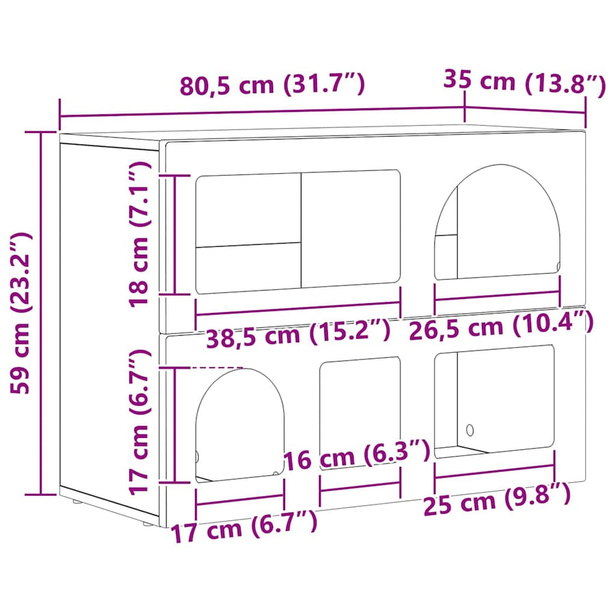 Dressoir Zwart 80,5 x 35 x 59 cm Bewerkt hout