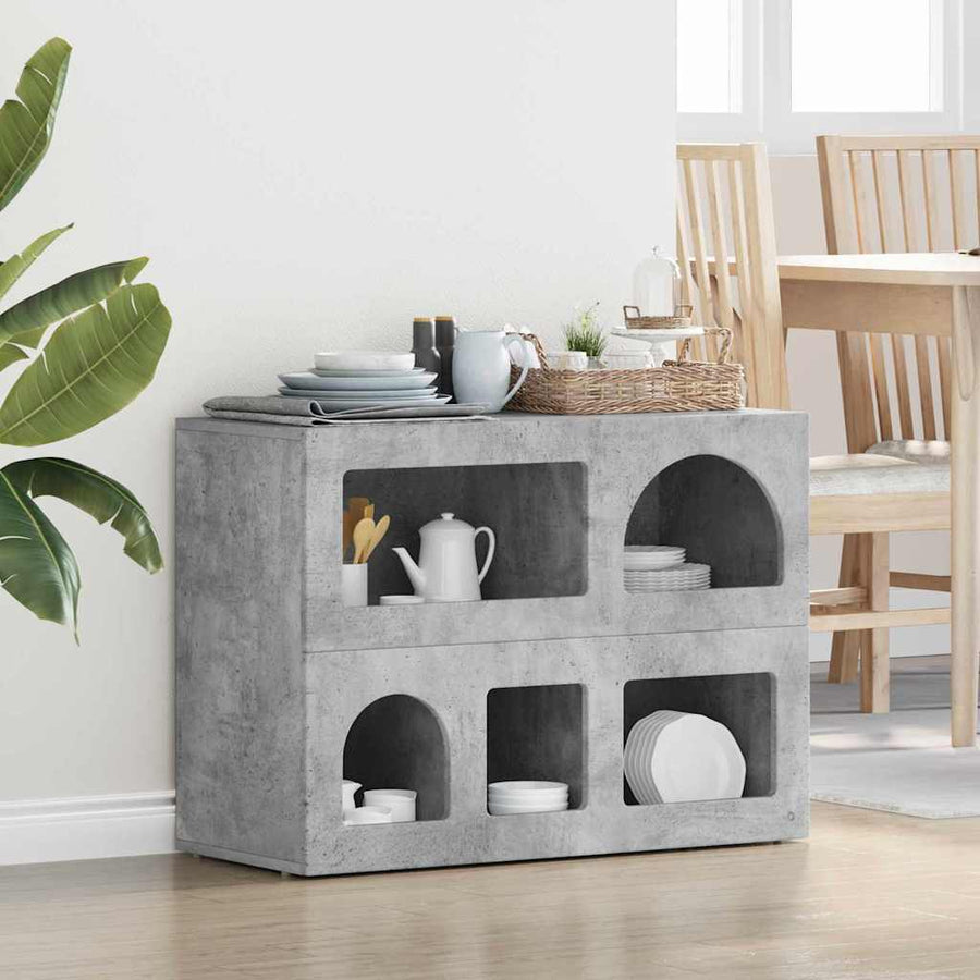 Dressoir Beton Grijs 80,5 x 35 x 59 cm Bewerkt hout