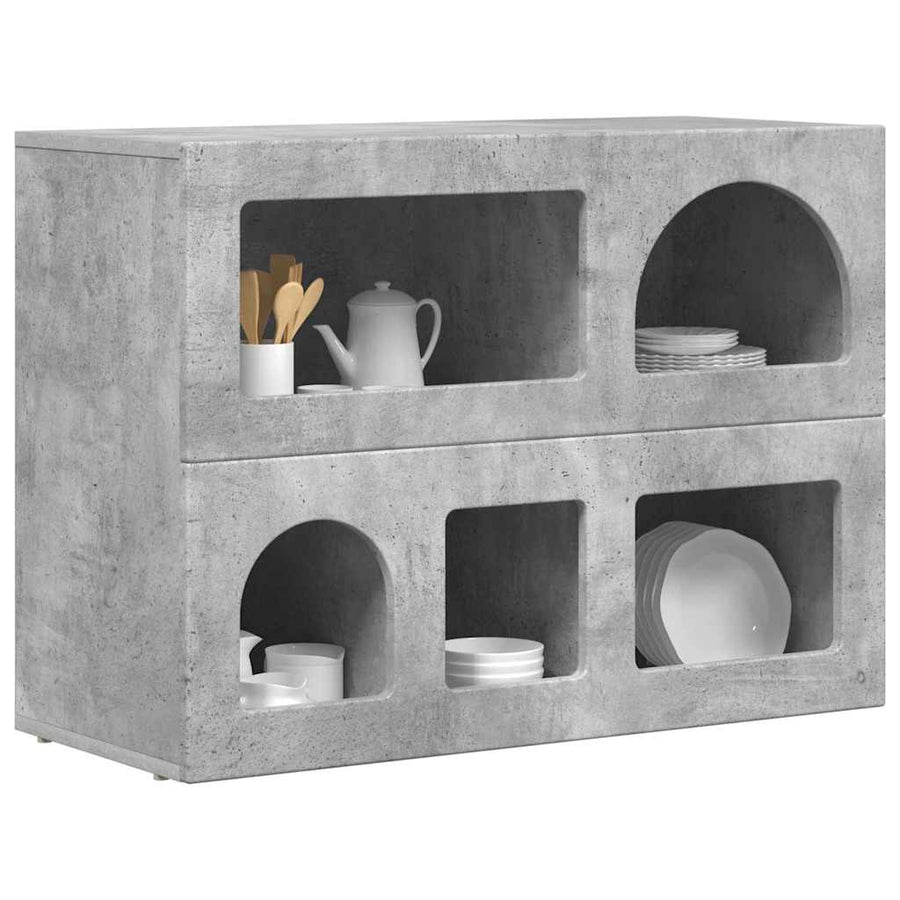 Dressoir Beton Grijs 80,5 x 35 x 59 cm Bewerkt hout