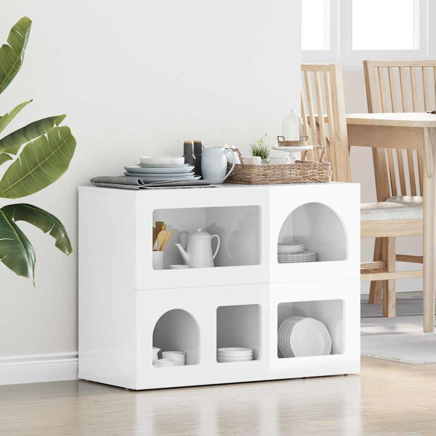 Dressoir Hoogglans wit 80,5 x 35 x 59 cm Bewerkt hout