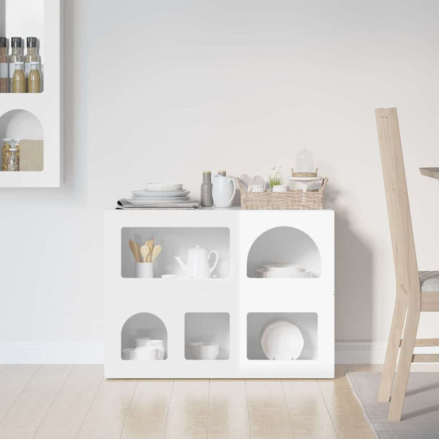 Dressoir Hoogglans wit 80,5 x 35 x 59 cm Bewerkt hout