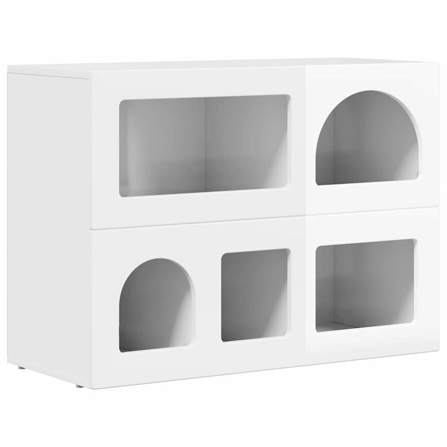 Dressoir Hoogglans wit 80,5 x 35 x 59 cm Bewerkt hout