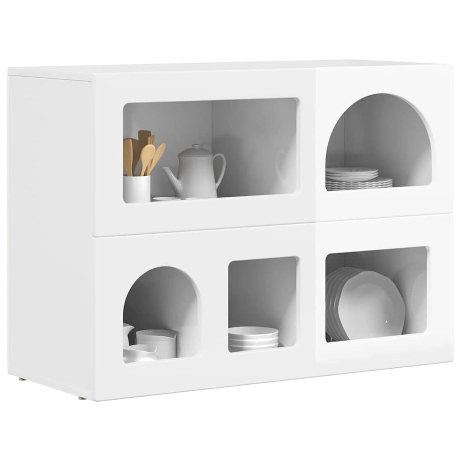 Dressoir Hoogglans wit 80,5 x 35 x 59 cm Bewerkt hout