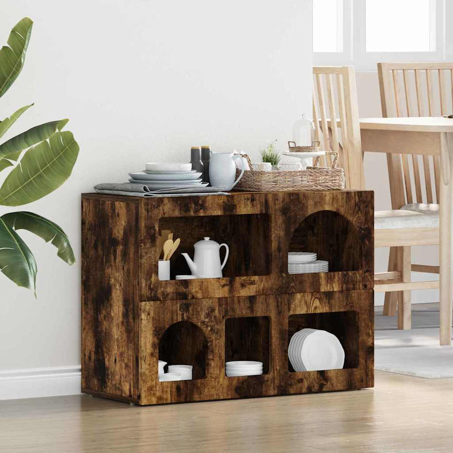 Dressoir Gerookt eiken 80,5 x 35 x 59 cm Bewerkt hout