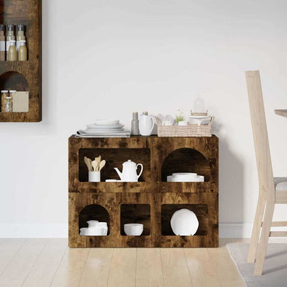 Dressoir Gerookt eiken 80,5 x 35 x 59 cm Bewerkt hout