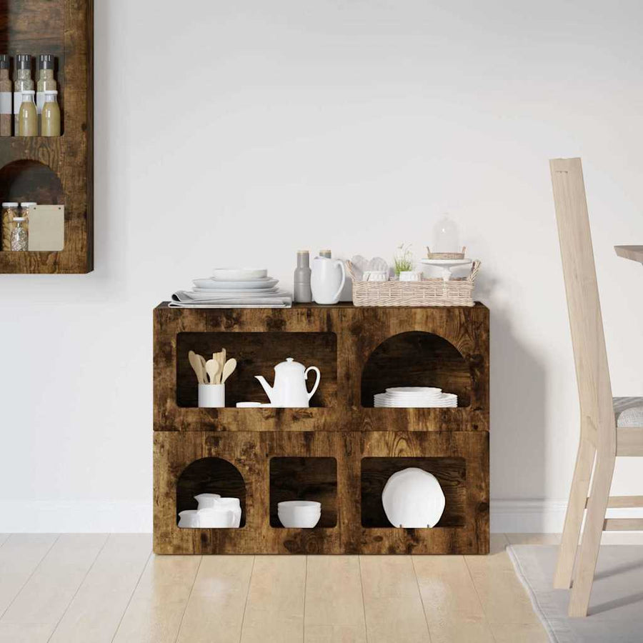 Dressoir Gerookt eiken 80,5 x 35 x 59 cm Bewerkt hout