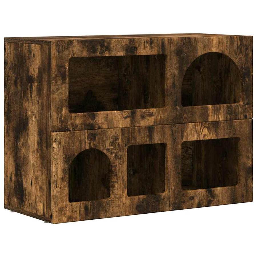 Dressoir Gerookt eiken 80,5 x 35 x 59 cm Bewerkt hout