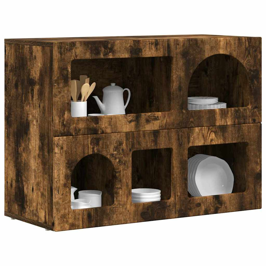 Dressoir Gerookt eiken 80,5 x 35 x 59 cm Bewerkt hout