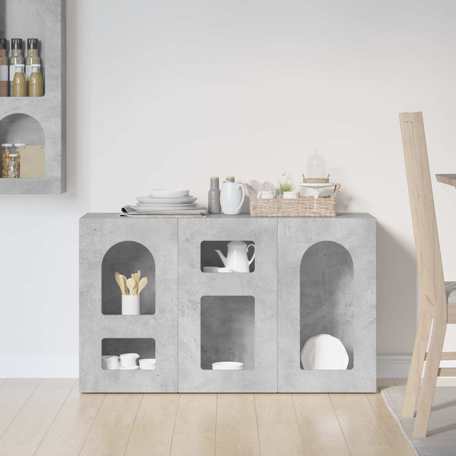 Dressoir Beton Grijs 100 x 35 x 59 cm Bewerkt hout