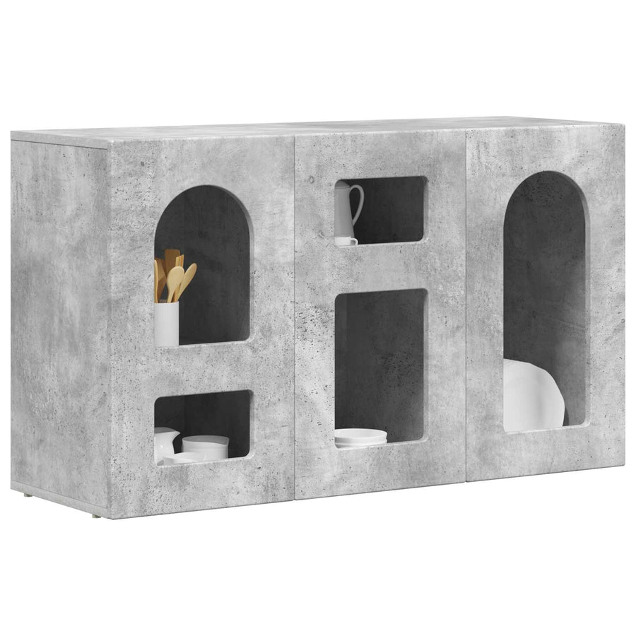 Dressoir Beton Grijs 100 x 35 x 59 cm Bewerkt hout