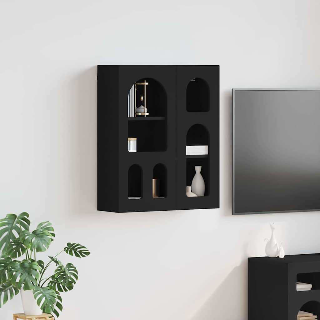 Hangkast met plank Zwart 59 x 20 x 71.5 cm Bewerkt hout