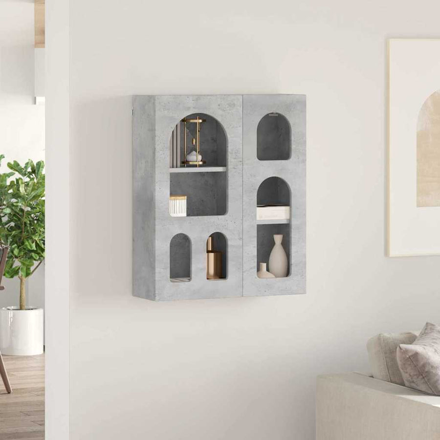 Hangkast met plank Beton Grijs 59 x 20 x 71.5 cm Bewerkt hout
