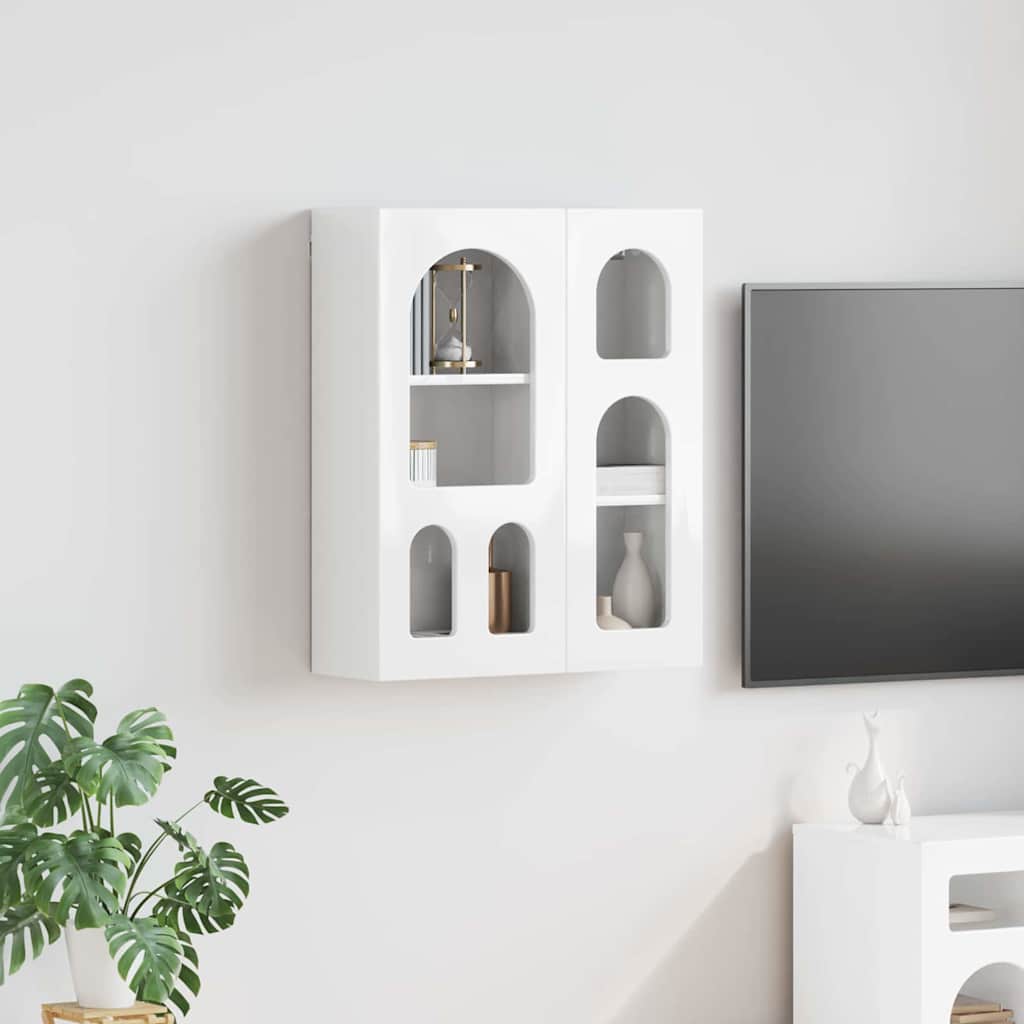 Hangkast met plank Hoogglans wit 59 x 20 x 71.5 cm Bewerkt hout