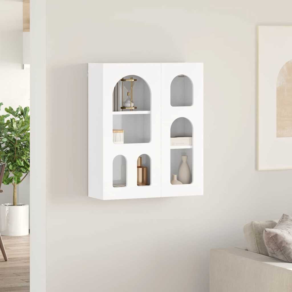 Hangkast met plank Hoogglans wit 59 x 20 x 71.5 cm Bewerkt hout
