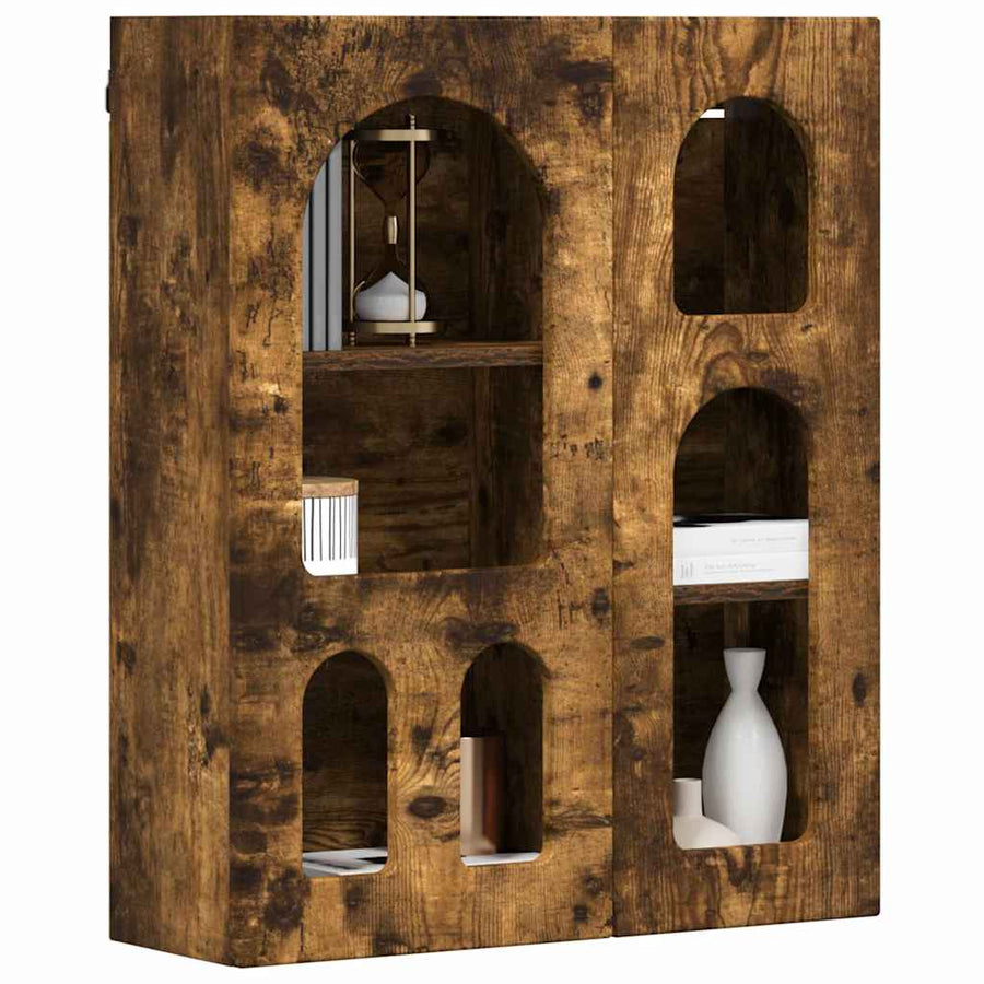 Hangkast met plank Gerookt eiken 59 x 20 x 71.5 cm Bewerkt hout