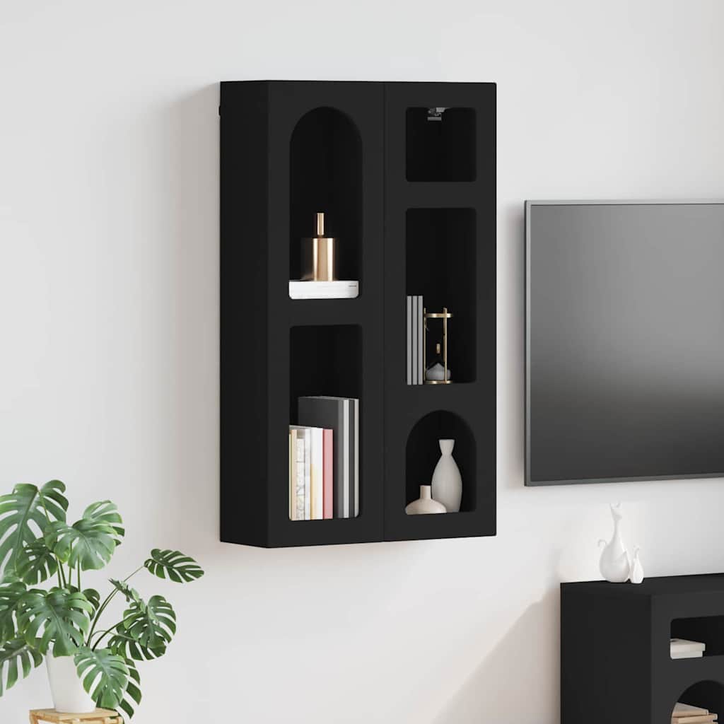 Hangkast met plank Zwart 59 x 20 x 100 cm Bewerkt hout