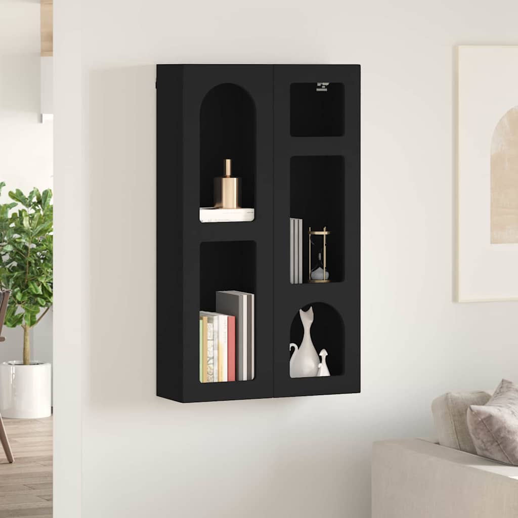 Hangkast met plank Zwart 59 x 20 x 100 cm Bewerkt hout