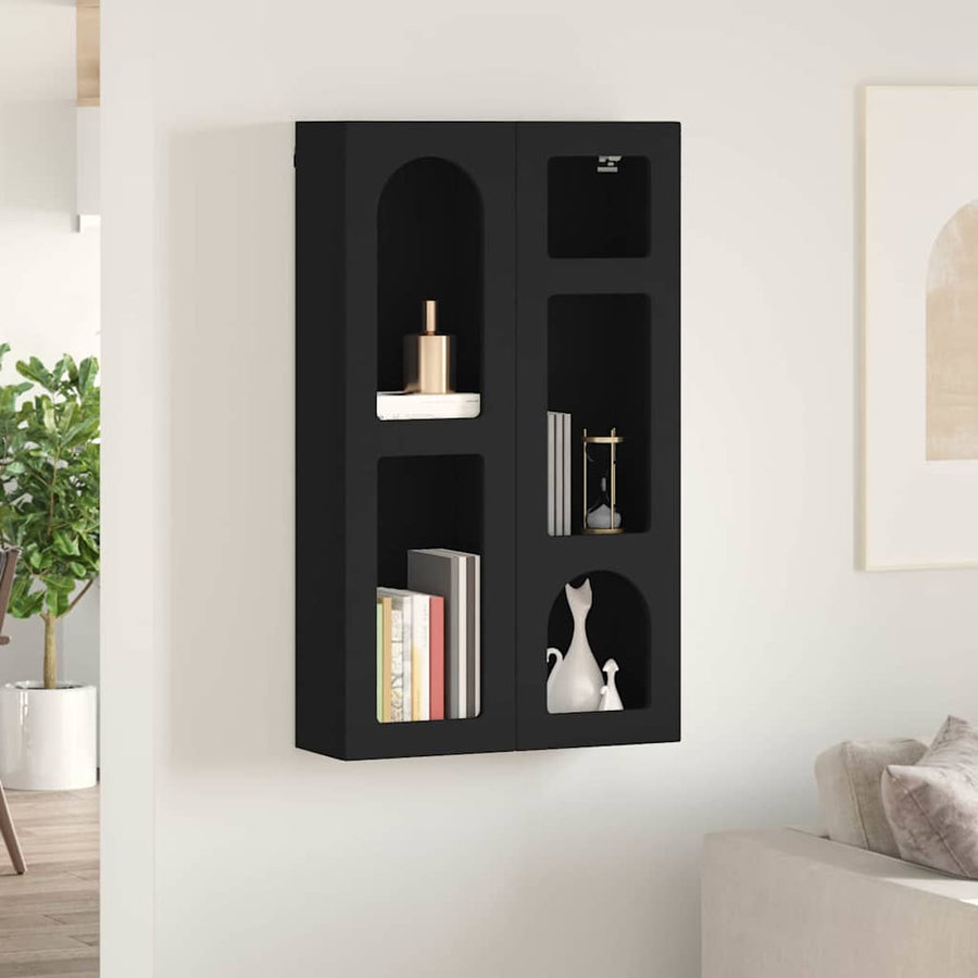 Hangkast met plank Zwart 59 x 20 x 100 cm Bewerkt hout