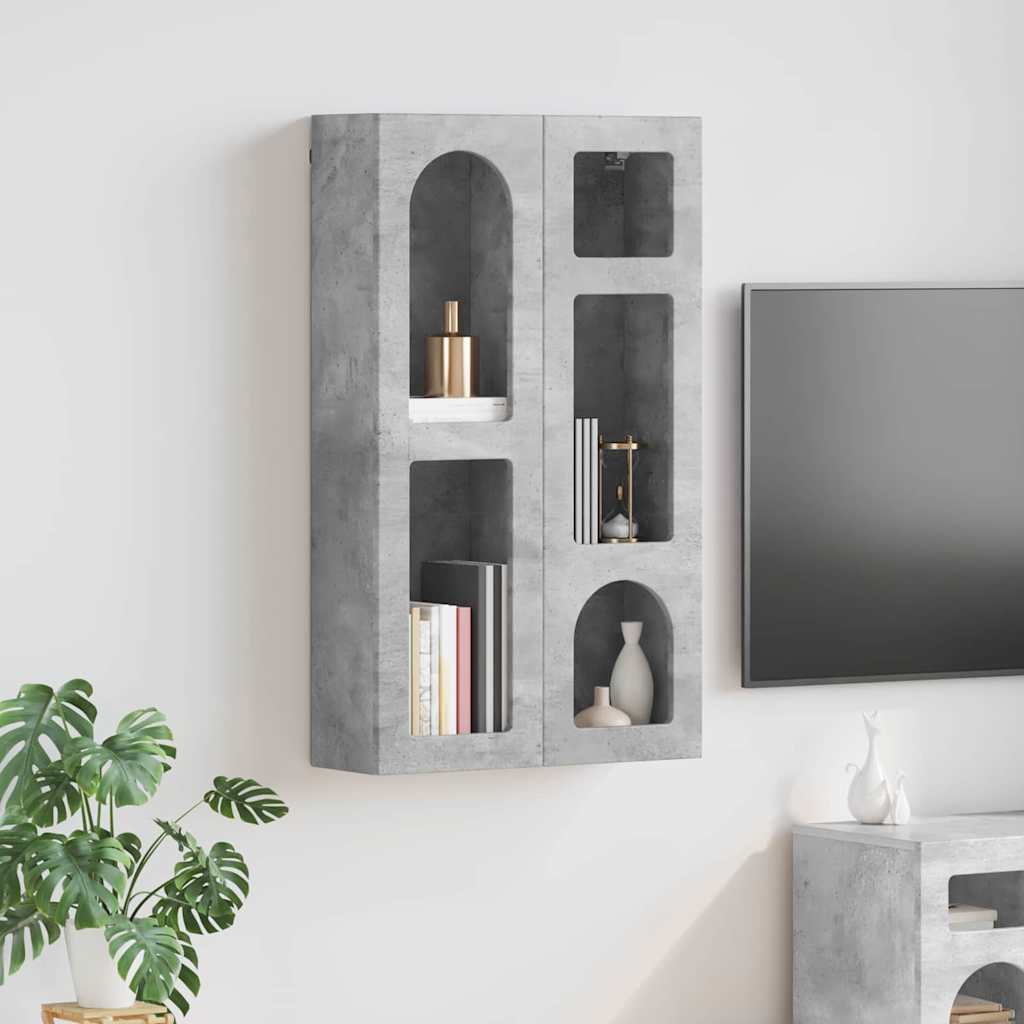 Hangkast met plank Beton Grijs 59 x 20 x 100 cm Bewerkt hout