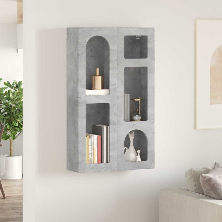 Hangkast met plank Beton Grijs 59 x 20 x 100 cm Bewerkt hout