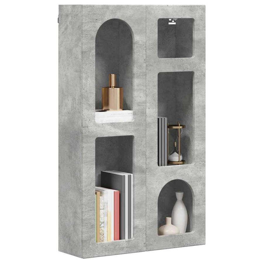 Hangkast met plank Beton Grijs 59 x 20 x 100 cm Bewerkt hout