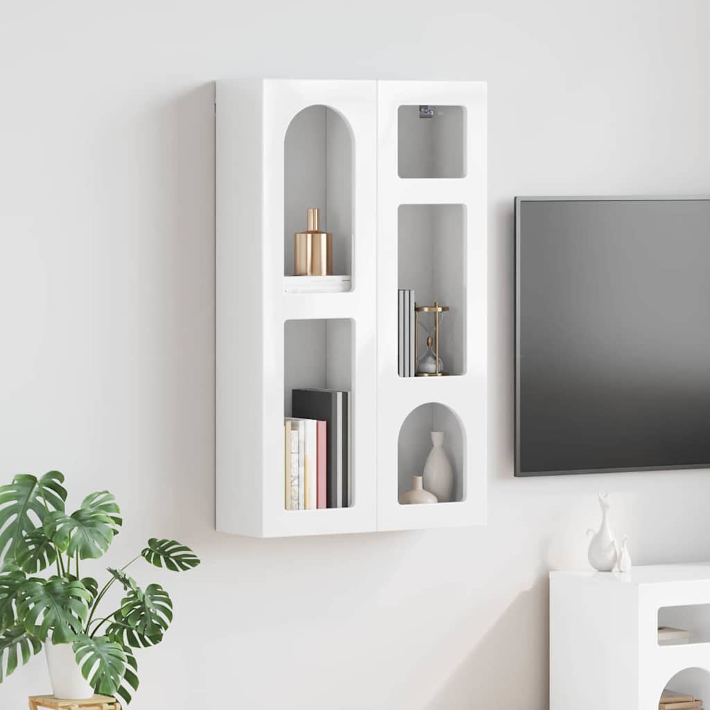 Hangkast met plank Hoogglans wit 59 x 20 x 100 cm Bewerkt hout