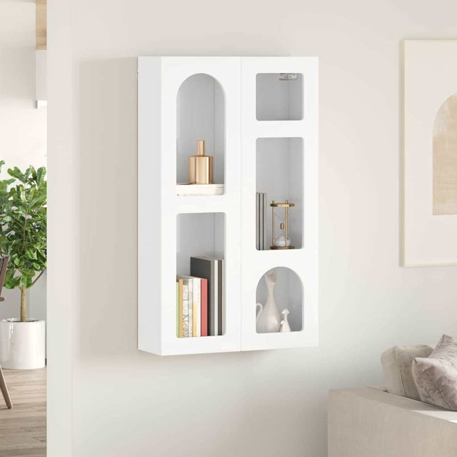 Hangkast met plank Hoogglans wit 59 x 20 x 100 cm Bewerkt hout