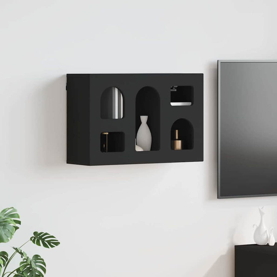 Hangkast met plank Zwart 60 x 20 x 40 cm Bewerkt hout