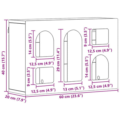 Hangkast met plank Zwart 60 x 20 x 40 cm Bewerkt hout