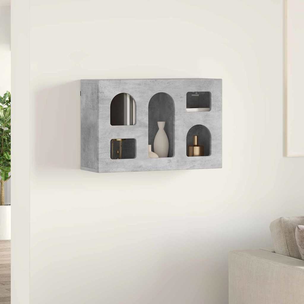 Hangkast met plank Beton Grijs 60 x 20 x 40 cm Bewerkt hout