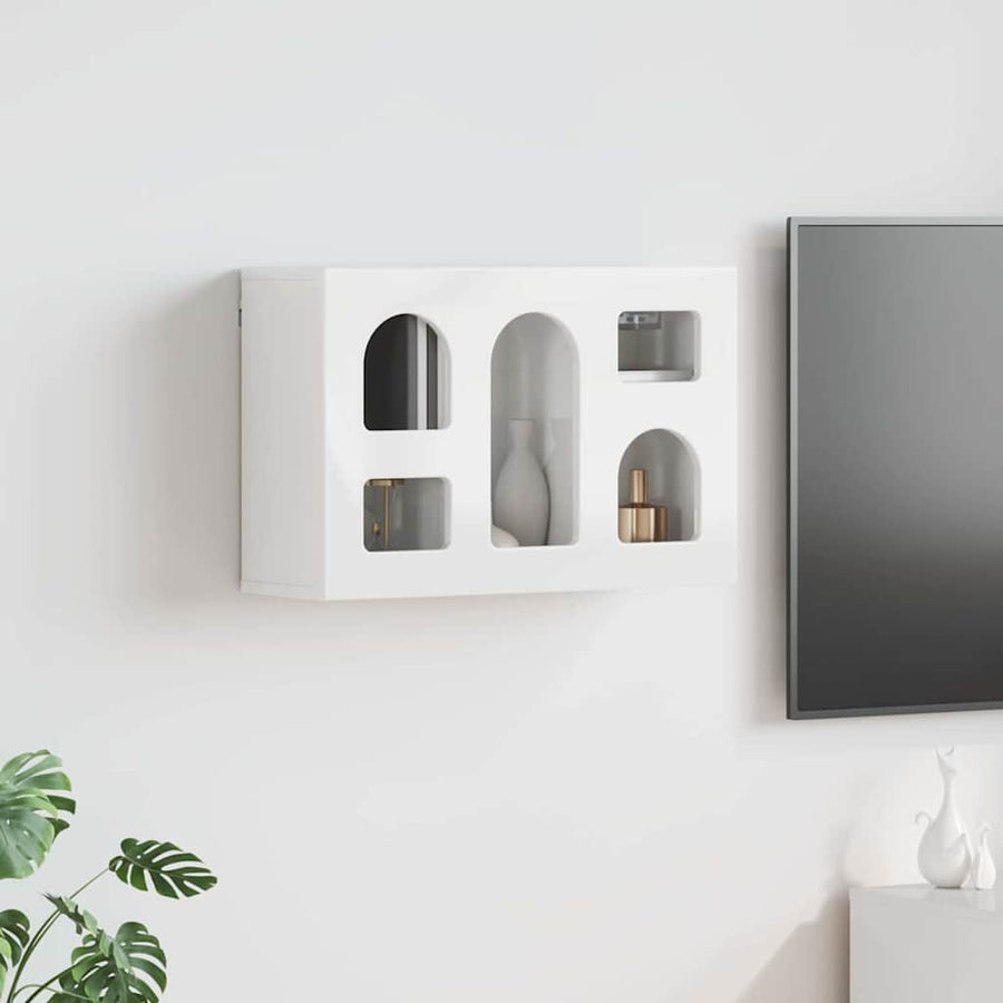 Hangkast met plank Hoogglans wit 60 x 20 x 40 cm Bewerkt hout