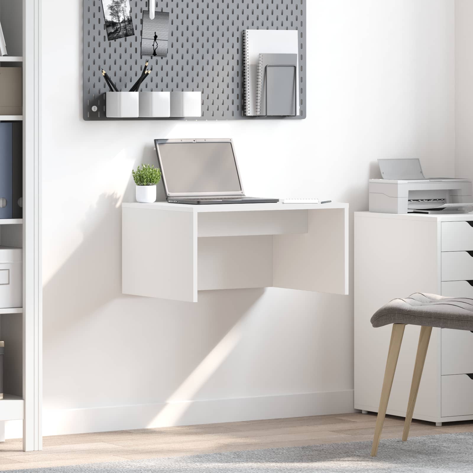 Aan de muur bevestigd bureau Wit 60 x 45 x 30 cm Bewerkt hout