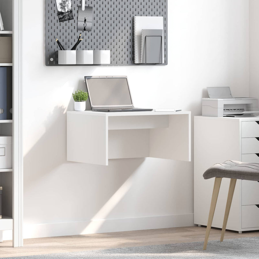 Aan de muur bevestigd bureau Wit 60 x 45 x 30 cm Bewerkt hout