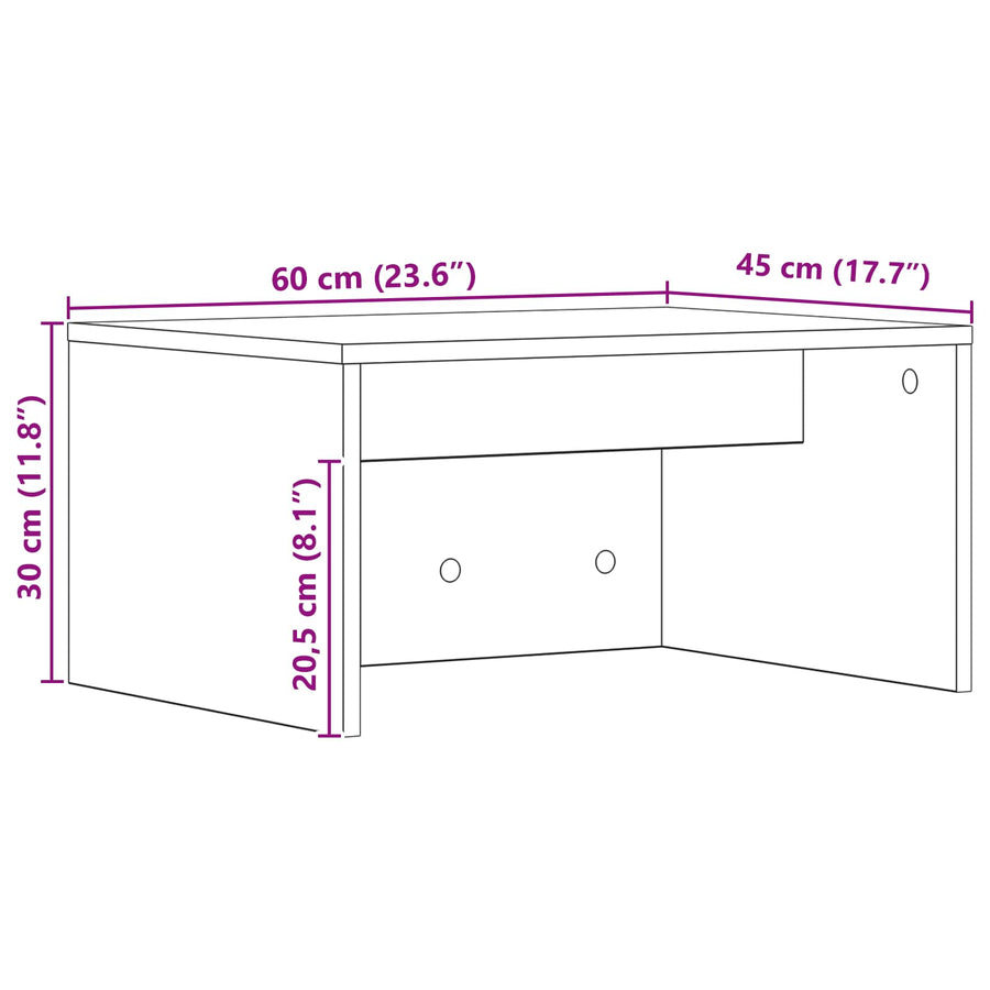 Aan de muur bevestigd bureau Wit 60 x 45 x 30 cm Bewerkt hout
