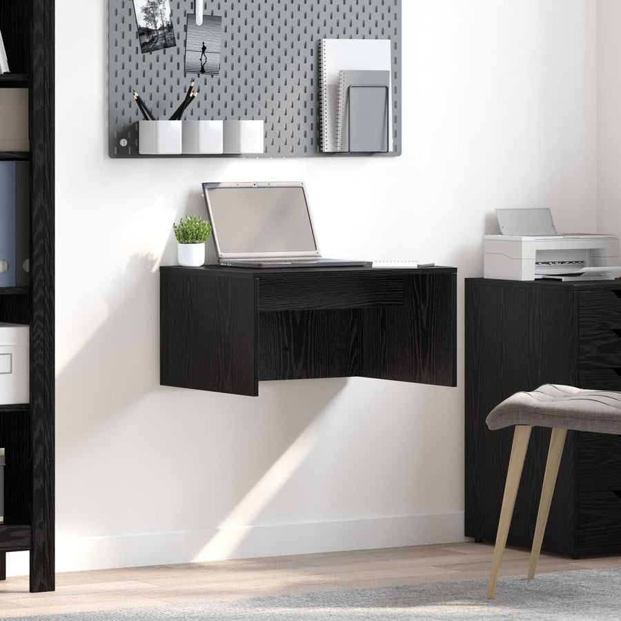 Aan de muur bevestigd bureau Zwart Eiken 60 x 45 x 30 cm