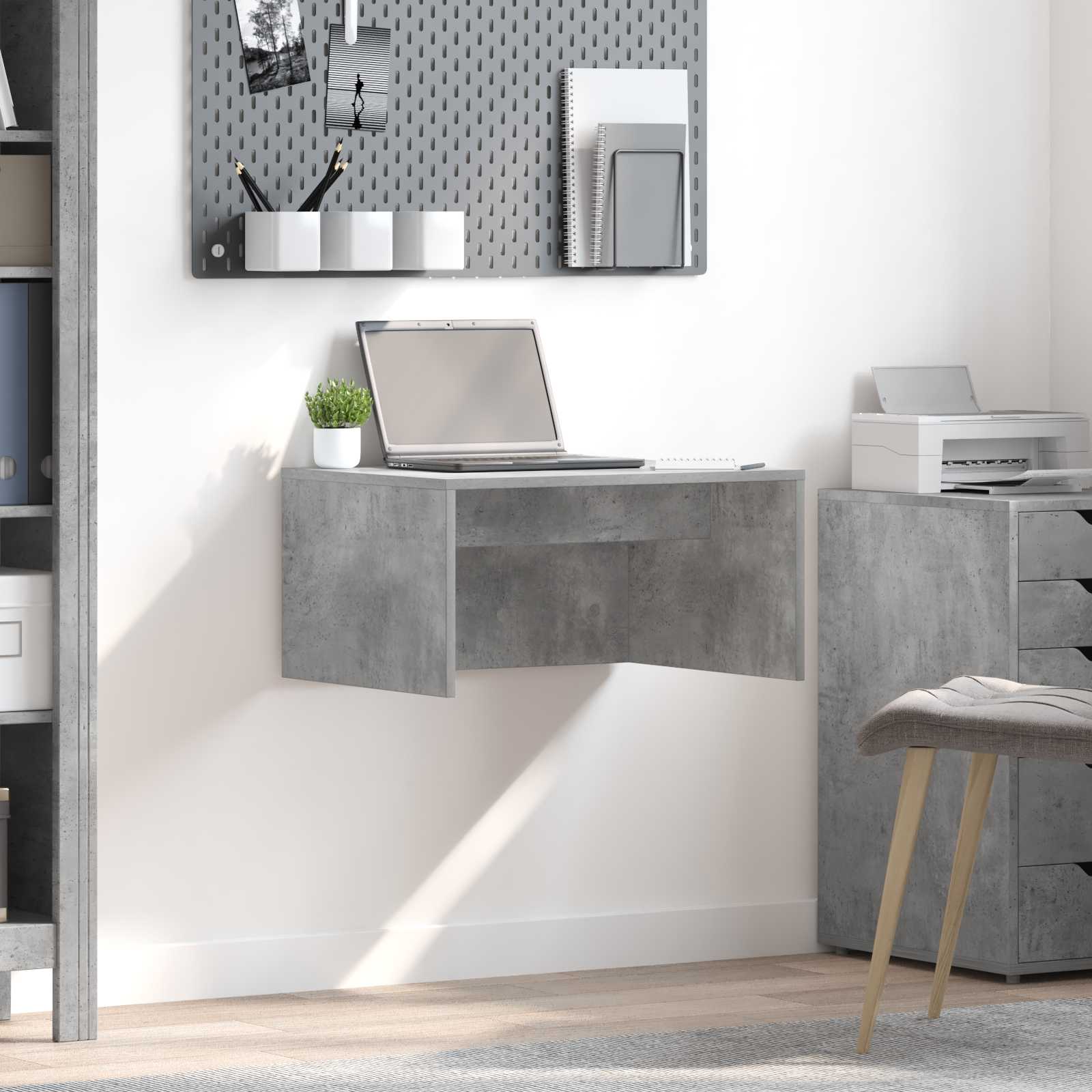 Aan de muur bevestigd bureau Beton Grijs 60 x 45 x 30 cm