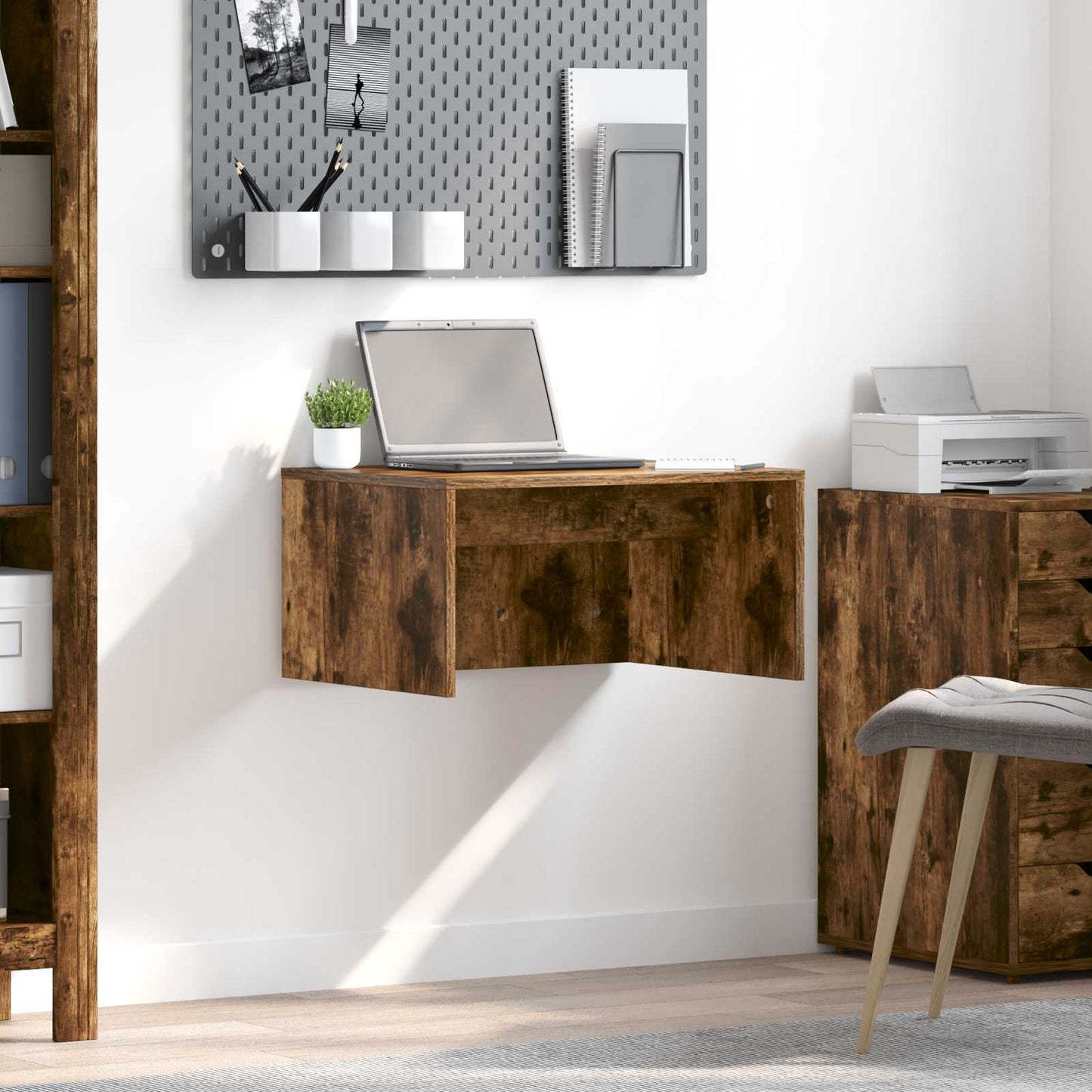 Aan de muur bevestigd bureau Gerookt eiken 60 x 45 x 30 cm