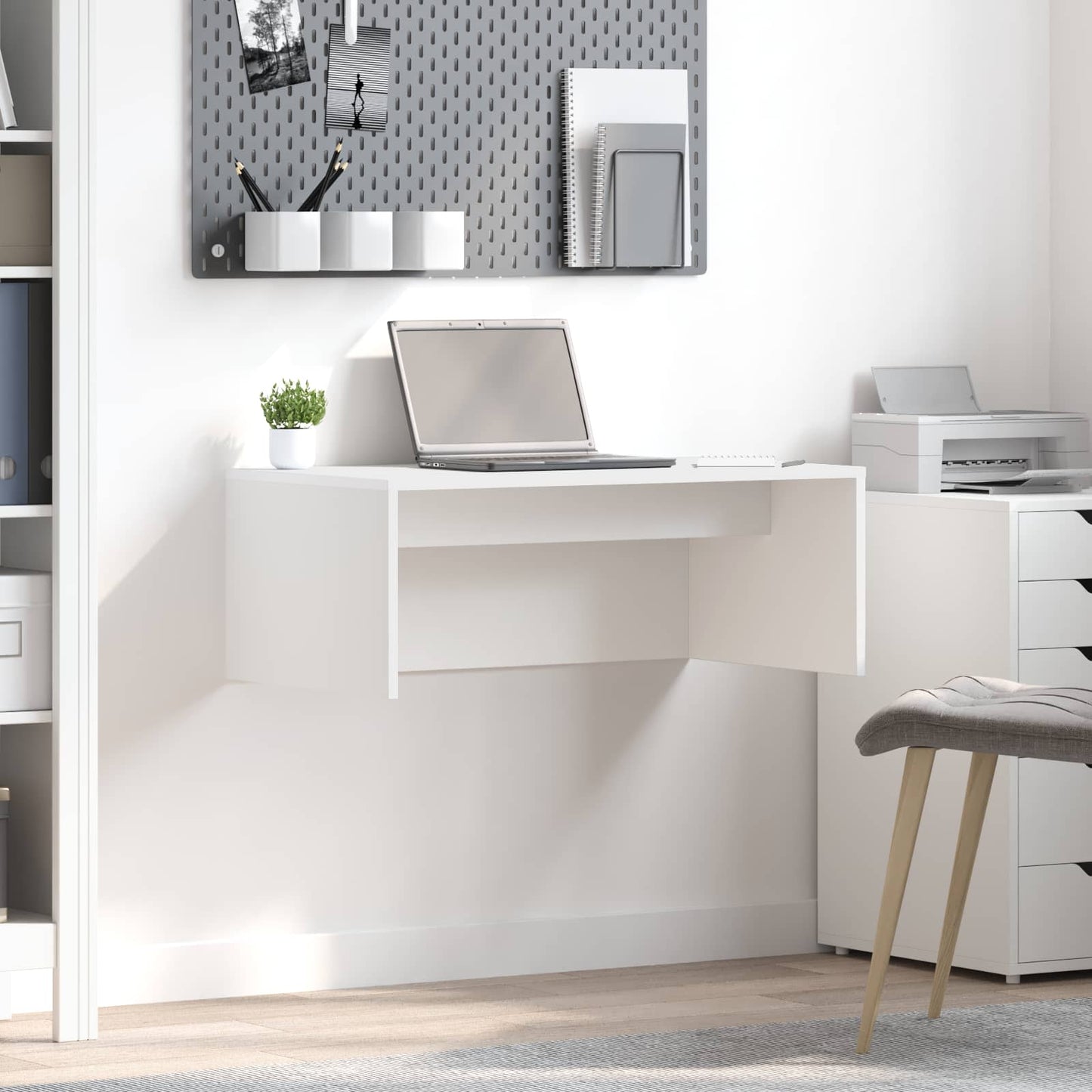 Aan de muur bevestigd bureau Wit 80 x 45 x 30 cm Bewerkt hout
